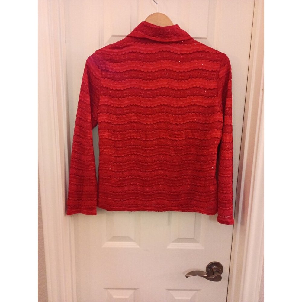 Womens Draper's & Damon's Elegant Sequin Red Lightweight Lined Zip Jacket PSmall - Picture 7 of 9
